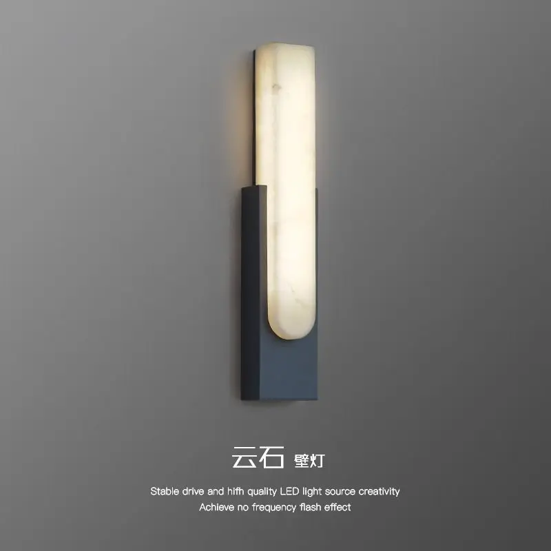 

LED Rectangle Imitation Marble Wall Lamp Luxury Wrought Iron Wall Light Nordic Living Room Bedroom Cafe Hotel Restaurant Sconces