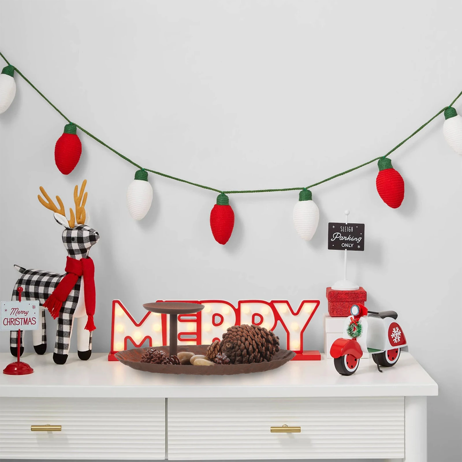 1セット-クリスマスホルダー-装飾メタルクラフト-寝室-ホテル-デスク用-松ぼっくり-石付き-キャンドルホルダー-オーナメント