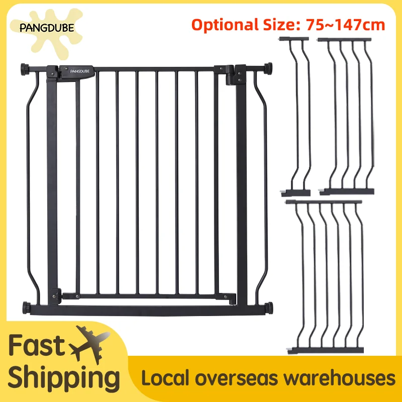 Children's Safety Barrier Childproof Gate 75~147cm Pressure-mounted Baby Safety Gate Protection from Child Stair Barrier