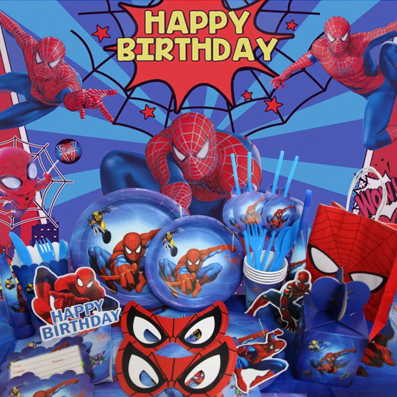 SpiderMan Birthday Party Decoration Aluminum Foil Latex Balloons For Kids Event Supplies Disposable Tableware Banner Backdrop - view 2