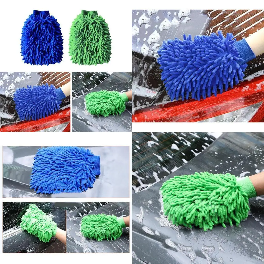 

31BC Premium Chenille Microfiber Reusable Rag Auto Guys Wash Mitt Soft Towels Lint Soft Coral Chenille Cleaning