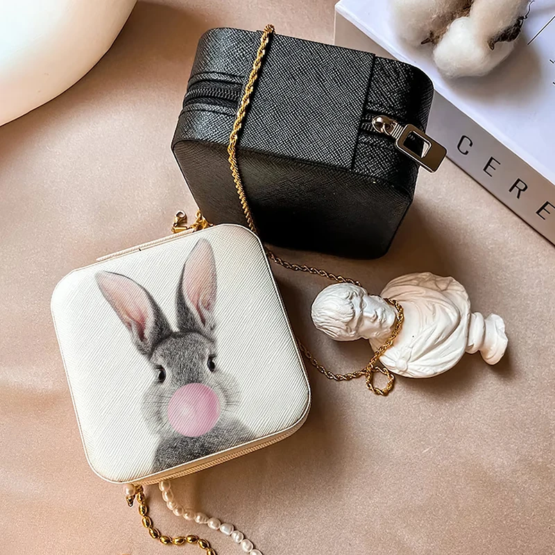 1pc Bunny With Bubble Gum Portable Jewelry Storage Box, Simple Jewelry Organizer Box,Gifts Box For Women