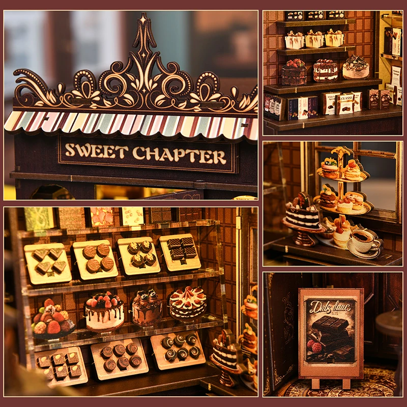 Houten miniaturen poppenhuis beeldjes 3D puzzel poppenhuis kit assemblagemodel speelgoed woondecoratie met meubilair voor kerstcadeau