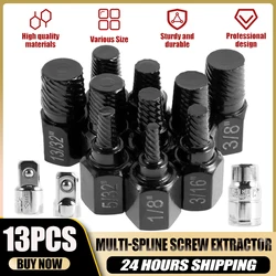 10Pcs Screws Extractor  With 3 Socket Adapter Metal Damaged Screw Extractor Easy Pull Out Remove Damaged Screws Bolt Extractor