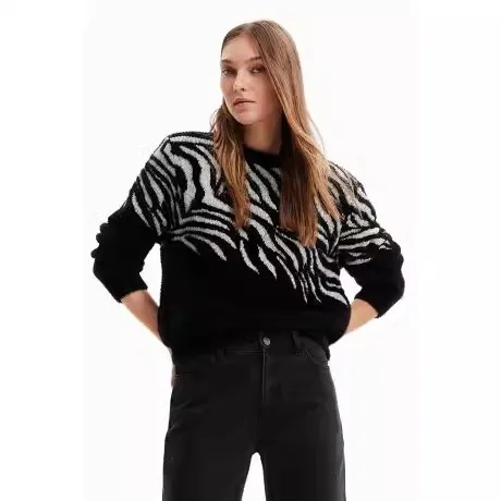 Autumn and winter thick ladies printed pullover sweater