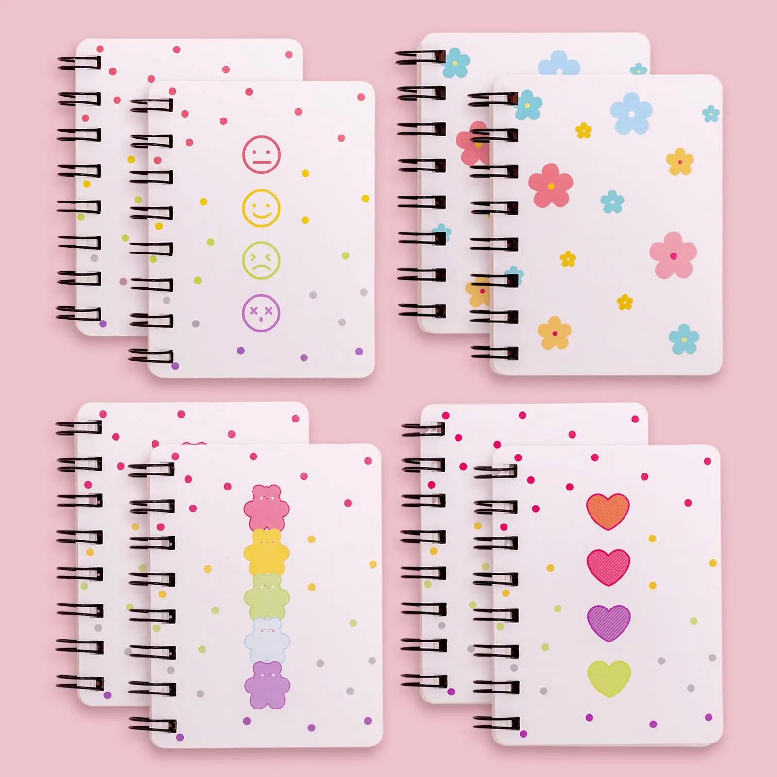 12 Pcs Little Flower Rollover Coil Book Student Mini Portable Loose-leaf Notebook Notepad A7 Pocket Book