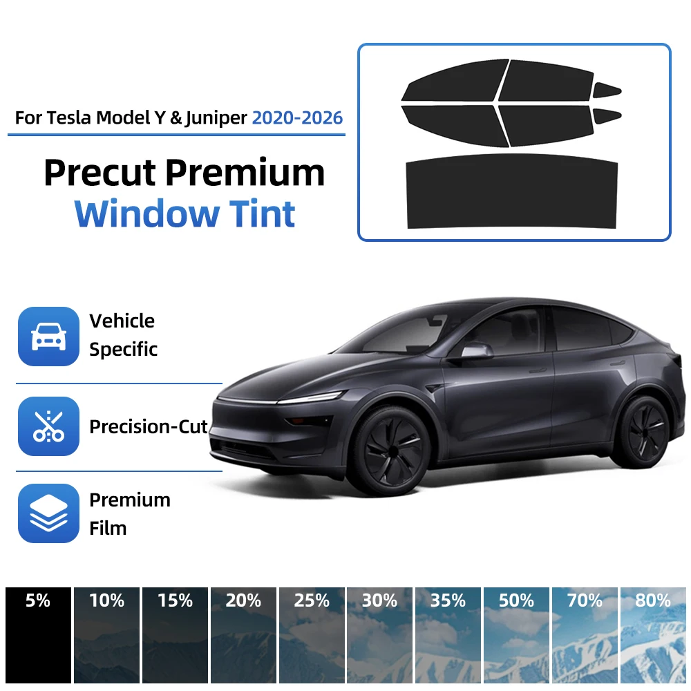 Pour Tesla Model Y & Juniper 2020-2026, film de fenêtre prédécoupé pour voiture, isolation thermique, blocage UV, protection de la vie privée, accessoires décoratifs pour voiture.