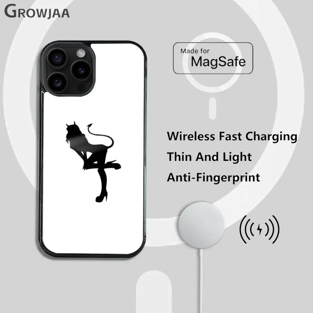 Sexy moda arte logotipo menina caso de telefone para iphone 17 16 15 14 13 12 11 pro max plus mini espelho magsafe sem fio magnético funda