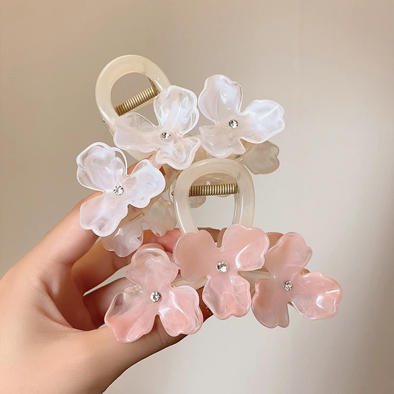 New Fashion Flower Hair Clip Women Elegant Non-slip Ponytail Clip Simple Versatile Bow Shark Clip Headdress Hair Accessories