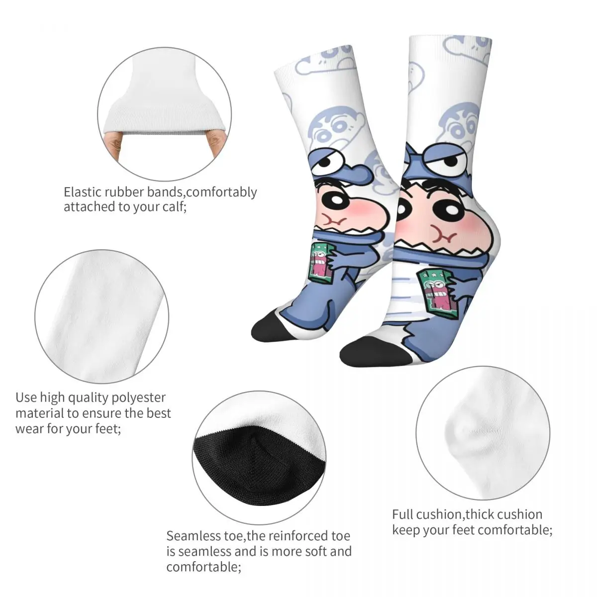 Crayon Shin-chan Dinosaur Cosplay Winter Warm Fashion Men's Women'sSocks Japanese Anime Non-slip Basketball Socks