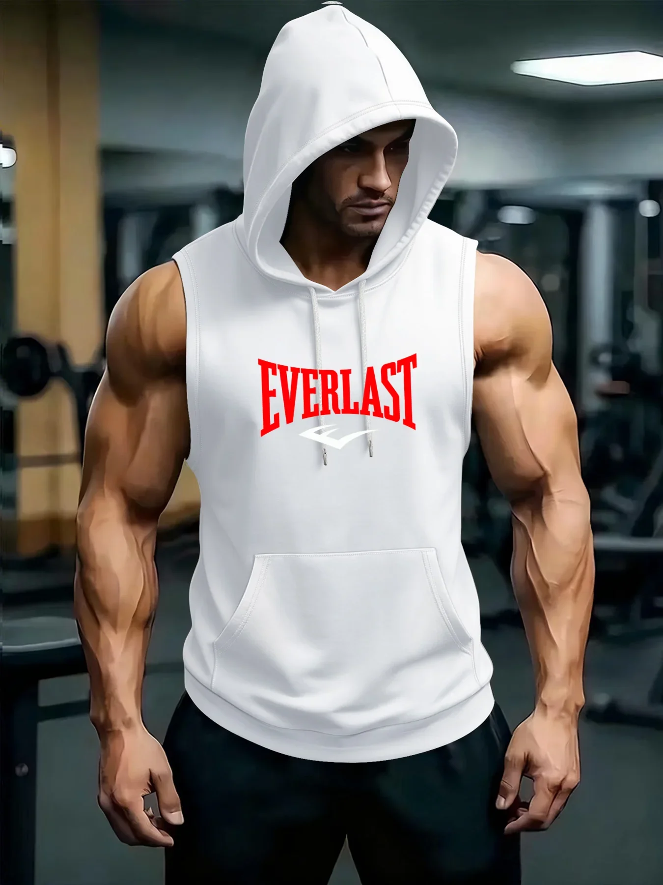 2026 Neue Herren Fitness- und Bodybuilding-Sportweste Ärmelloses T-Shirt Herren Laufweste mit Kapuze – Detail 9