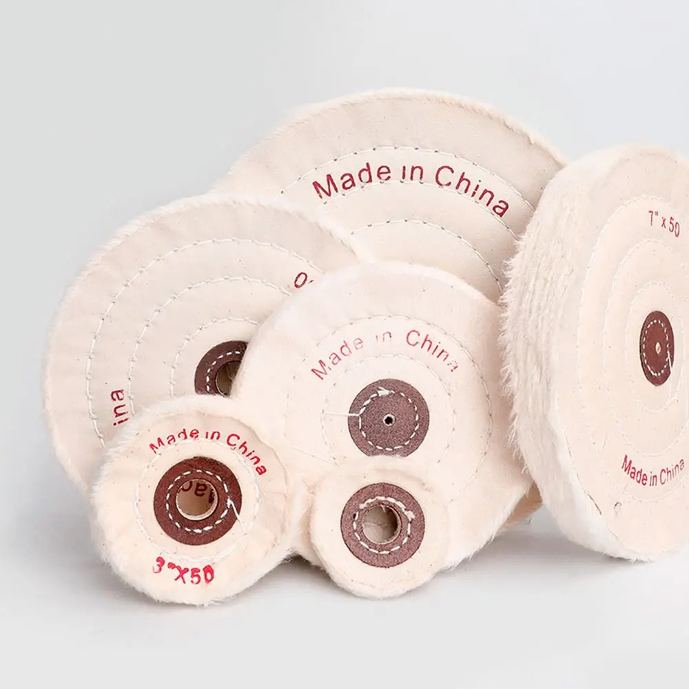 دائم 2-12in عجلات التلميع إطارات لامعة القطن قماش الوبر القماش الأبيض عجلة التلميع عجلة تلميع أدوات المجوهرات