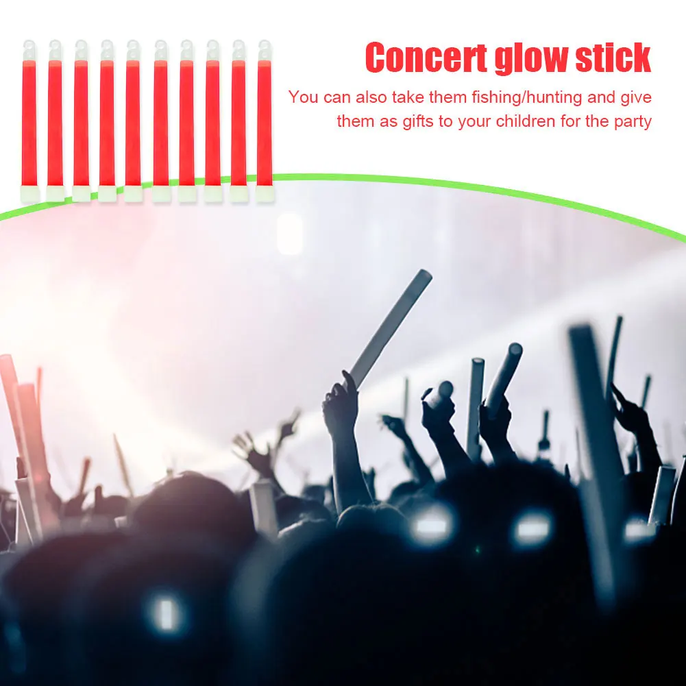 10 قطعة التخييم توهج العصي مقاوم للماء 6 بوصة في الهواء الطلق توهج الطوارئ العصي مع هوك غير سامة المشي لمسافات طويلة معدات التخييم