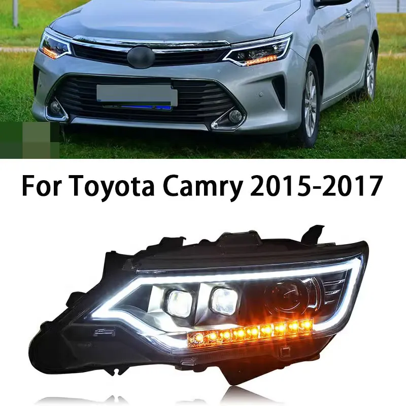 

Автомобильные фары для Toyota Camry 2015-2017 светодиодные фары DRL, ходовые огни Bi-Xenon Beam Противотуманные фары с ангельскими глазками Auto