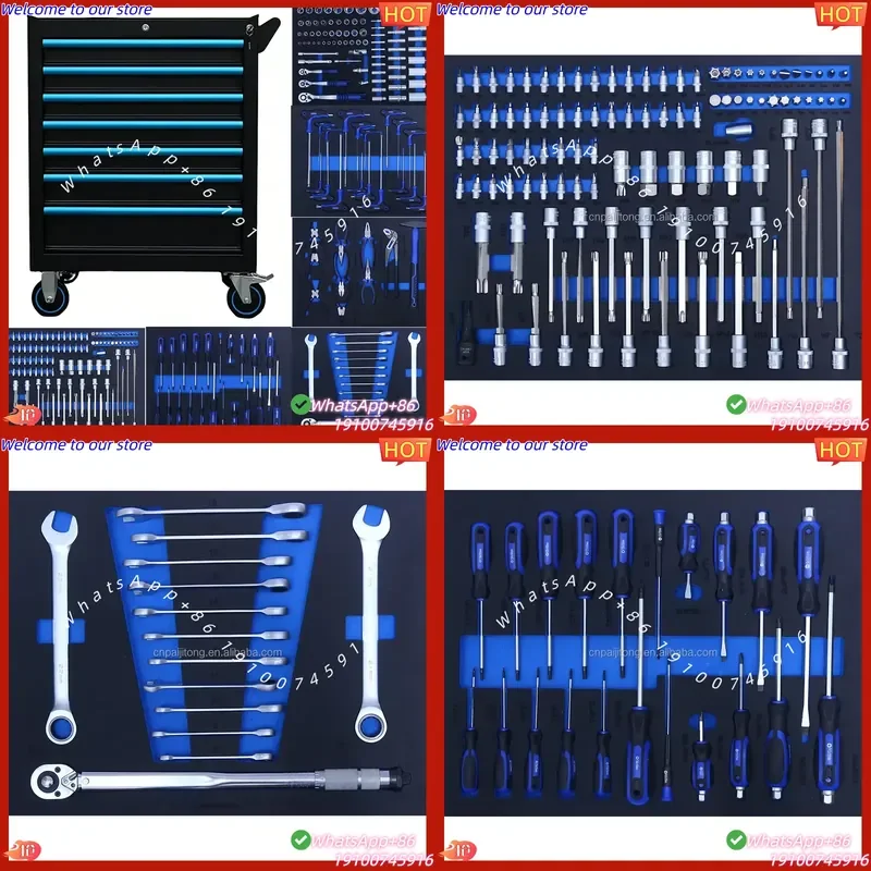 CE Certificate Drawers Tool Trolley with 245pcs Tool Steel Tool Cabinet with Lock Wheels Automotive Workshop Garage