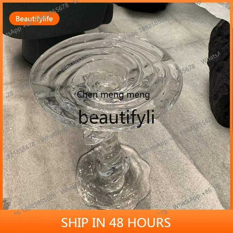 ss8350  Modern simple crystal epoxy resin coffee table transparent platinum crystal living room side hotel lobby display ornamen