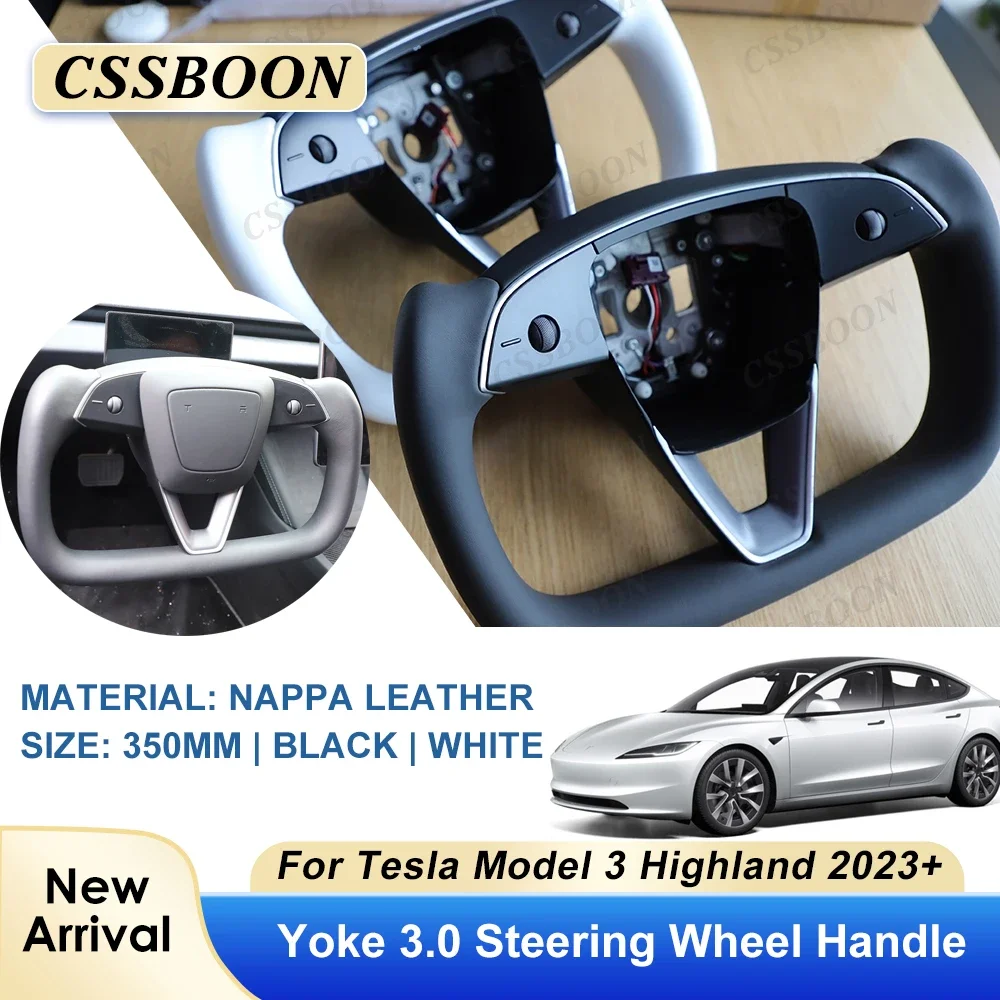 Yoke Handle For Tesla Model 3 Highland 2024 2025 Heating Racing Sport Steering Wheel Nappa Carbon Fiber Suede Car Modified