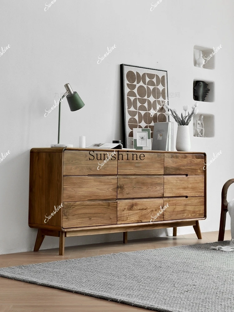 

All solid wood modern simple bedroom storage cabinet living room dining side cabinet storage FT