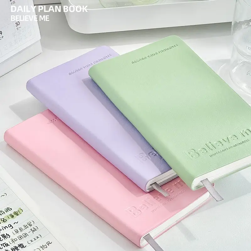 New Daily Planning A6/Square Agenda Notebook Portable PU Leather Cover Self Filling Time Management Self Discipline Check