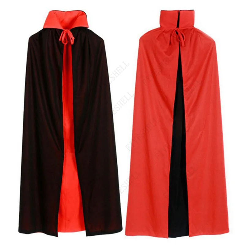 Cape de Cosplay Médiévale à Col Montant pour Homme et Femme, Costume d'Halloween Unisexe, Noir, Rouge, Everak, Carnaval