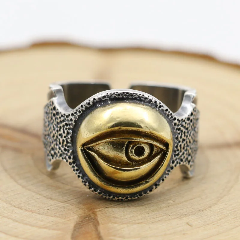 

Original Thai Silver Personalized God's Eye Open Ring Gothic 925 Sterling Silver Jewelry Vintage Ring Male trendsetter