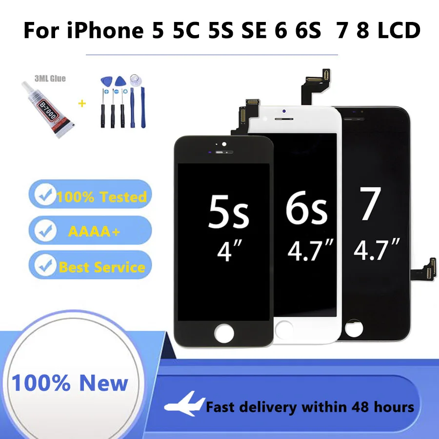 100% Testedfor Iphone 5 5s 6 6s 7 7p 8 8p Touch Screen For iphone  lcd Replacement Digitizer Assembly Screen No Dead Pixel + T