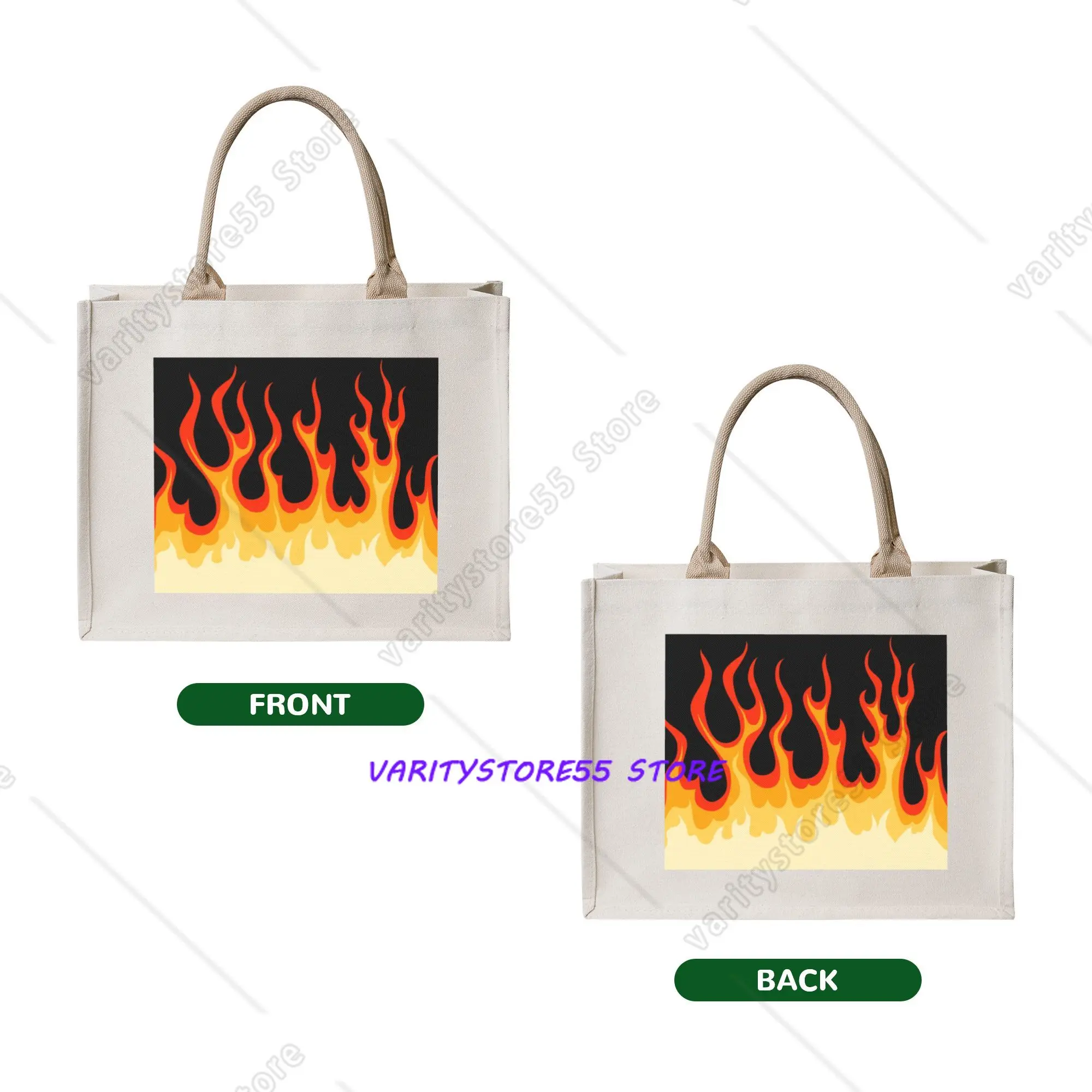 Kawaii Red Classic Racing Flames Shopping Tote Bag Portable Hot Fire Grocery Shoulder Shopper Bag