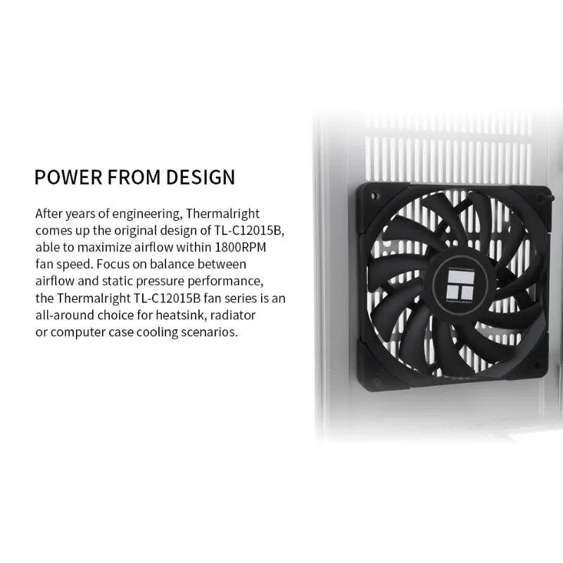 Thermalright TL-C12015B 1/3/5 PCS 120mm Ventilador CPU Fino 1800RPM Velocidade Controle PWM para Caso e Cooler de Líquido Desempenho Caso Ventilador