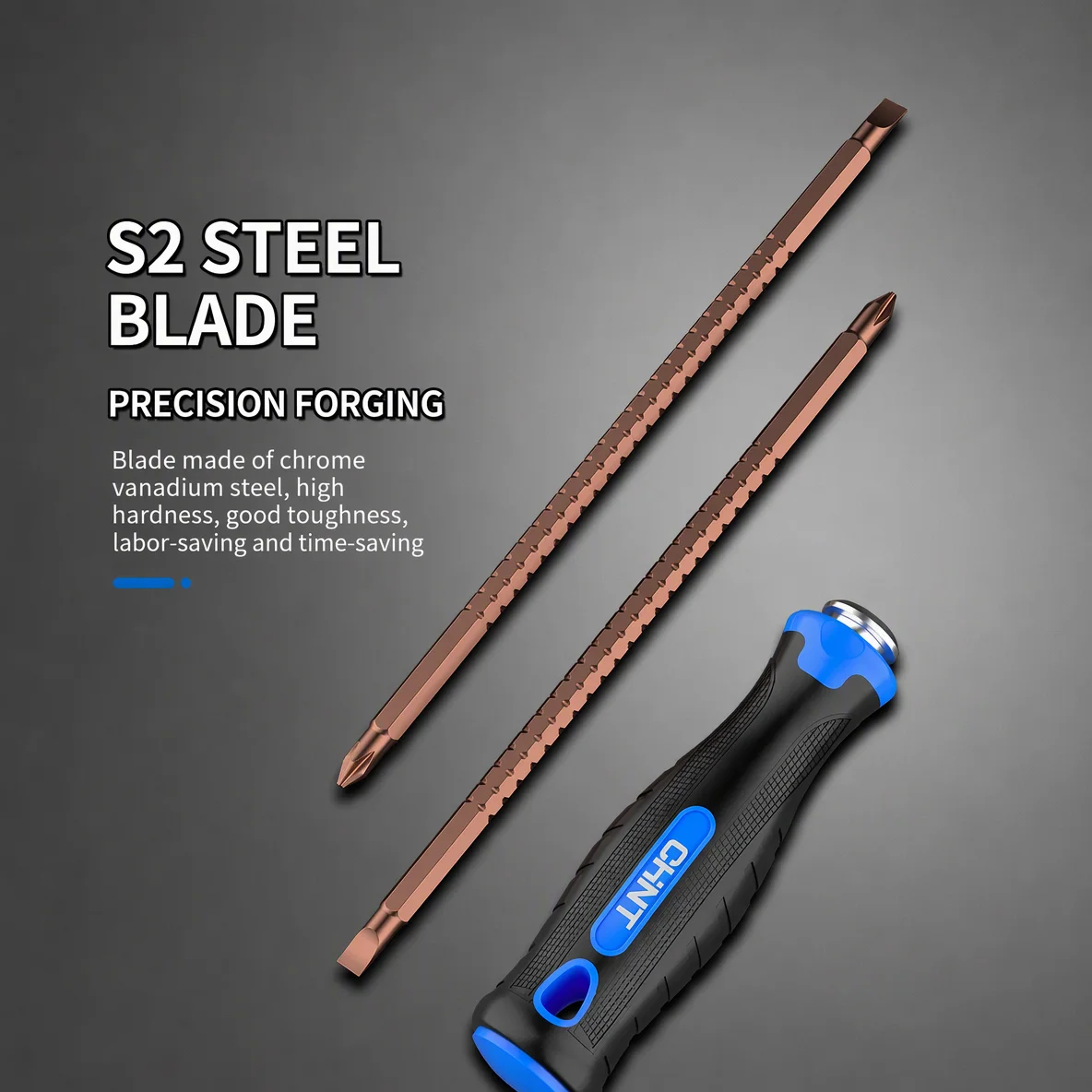 Double Use Screwdriver Removable Hand Tool Slotted Phillips Screw Driver Impact Double Head PH2 Dual Interchangeable