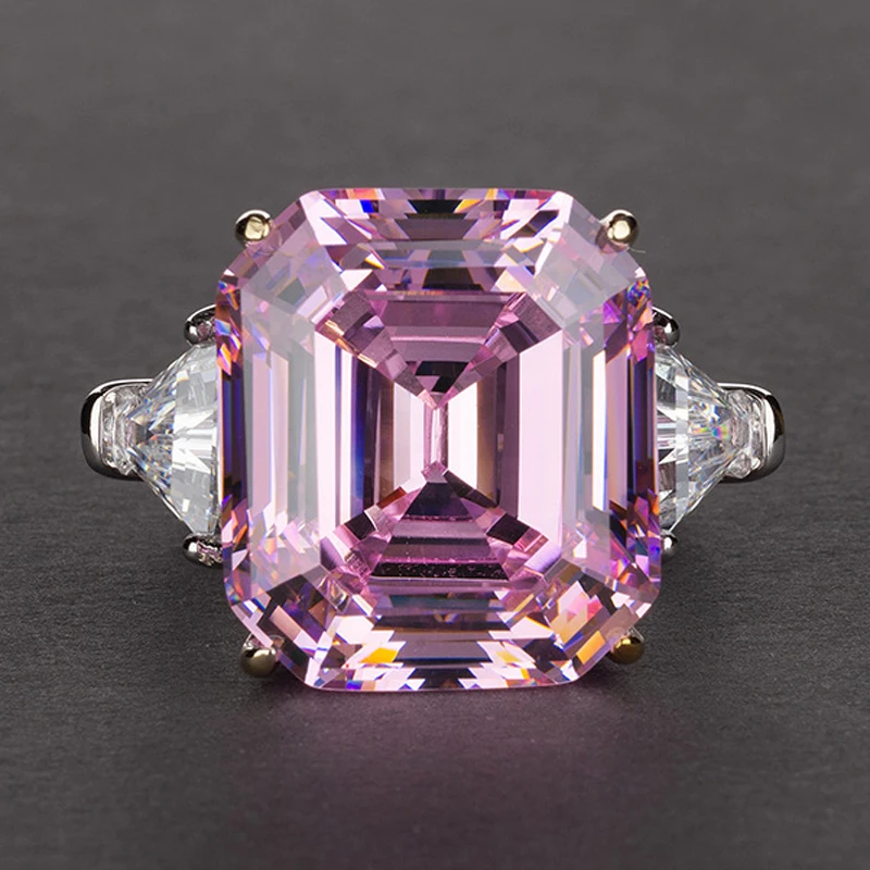 OEVAS 100% 925 Sterling Silver Sparkling 14*16mm Pink Yellow High Carbon Diamond Fine Jewelry Wedding Party Fine Jewelry Gifts