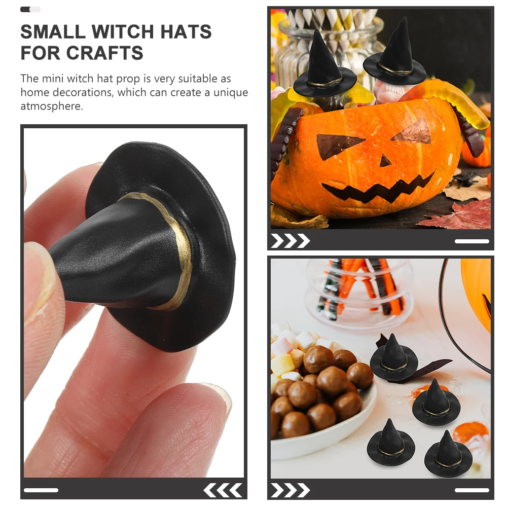 

12 Pcs Witch Hat Toys Dollhouse Accessory Halloween Hats Miniature Plastic Party Props
