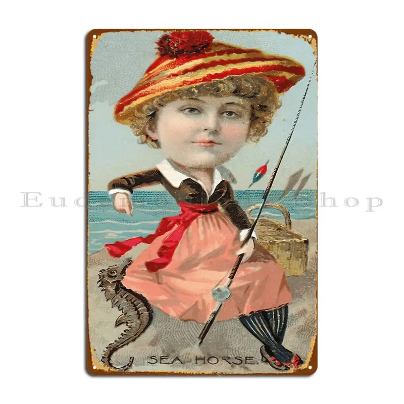 Seahorse From The Series Fishers And Fish Metal Signs Funny Living Room Printed Wall Mural Cave Tin Sign Poster