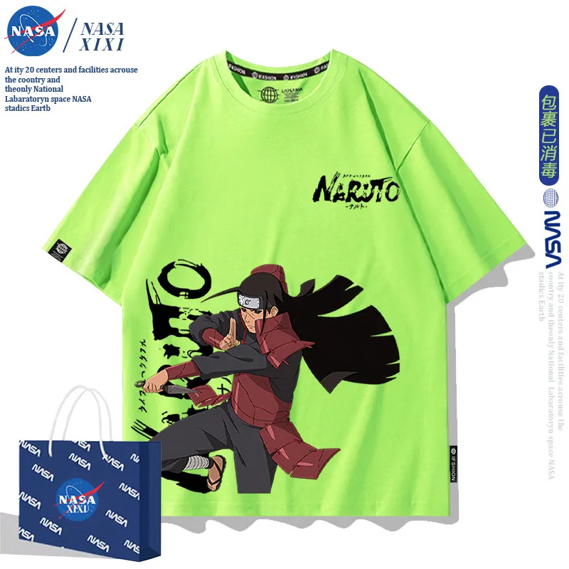 

Летняя модная детская футболка из чистого хлопка с принтом японского аниме Наруто, комплект для родителей и детей, с короткими рукавами