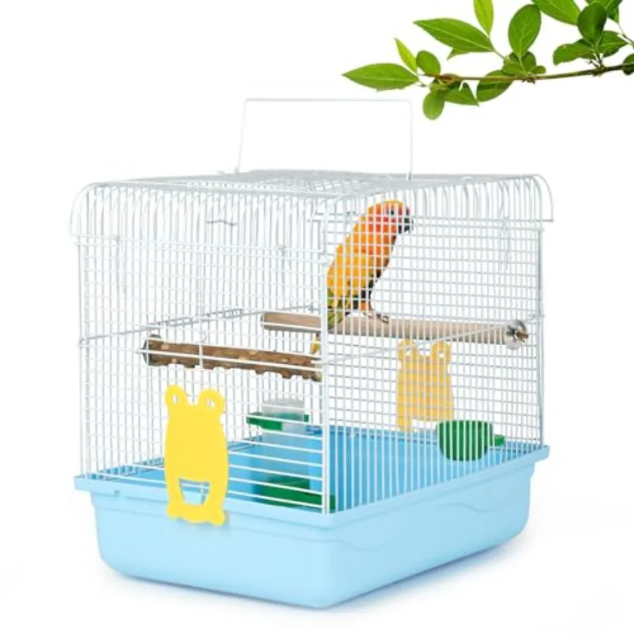 

Travel bird cages for cockatiels parrot cage starter kit with stand and accessories blue metal cage ideal for parakeets lovebir