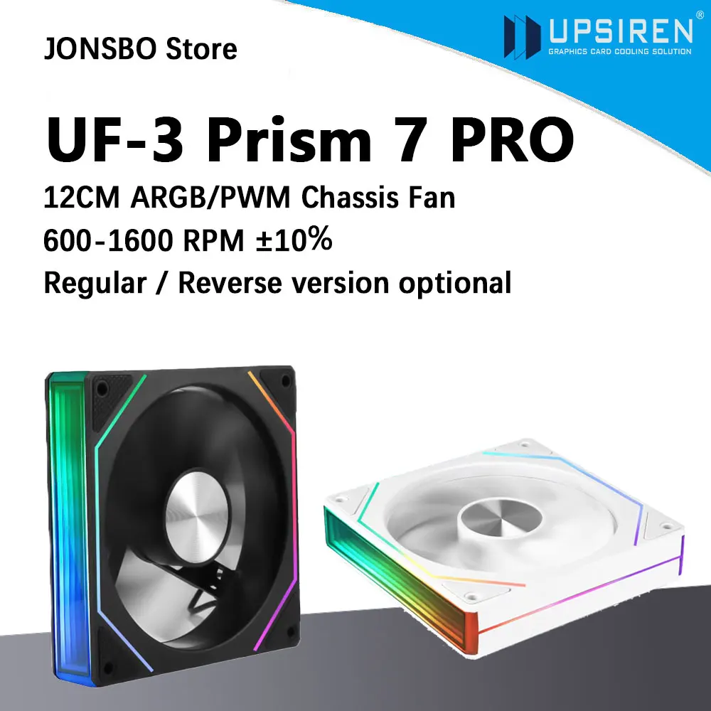 

UPSIREN UF-3 Prism 7 PRO Computer Case Cooling Fan,Double-sided full lens,12CM ARGB motherboard synchronization，CD pattern axis