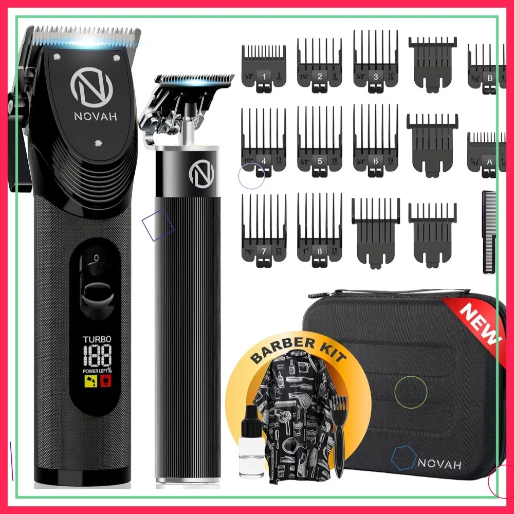 

Professional Hair Clippers for Men, Cordless Barber Trimmer Set, Fade Haircut Kit, Electric Clipper