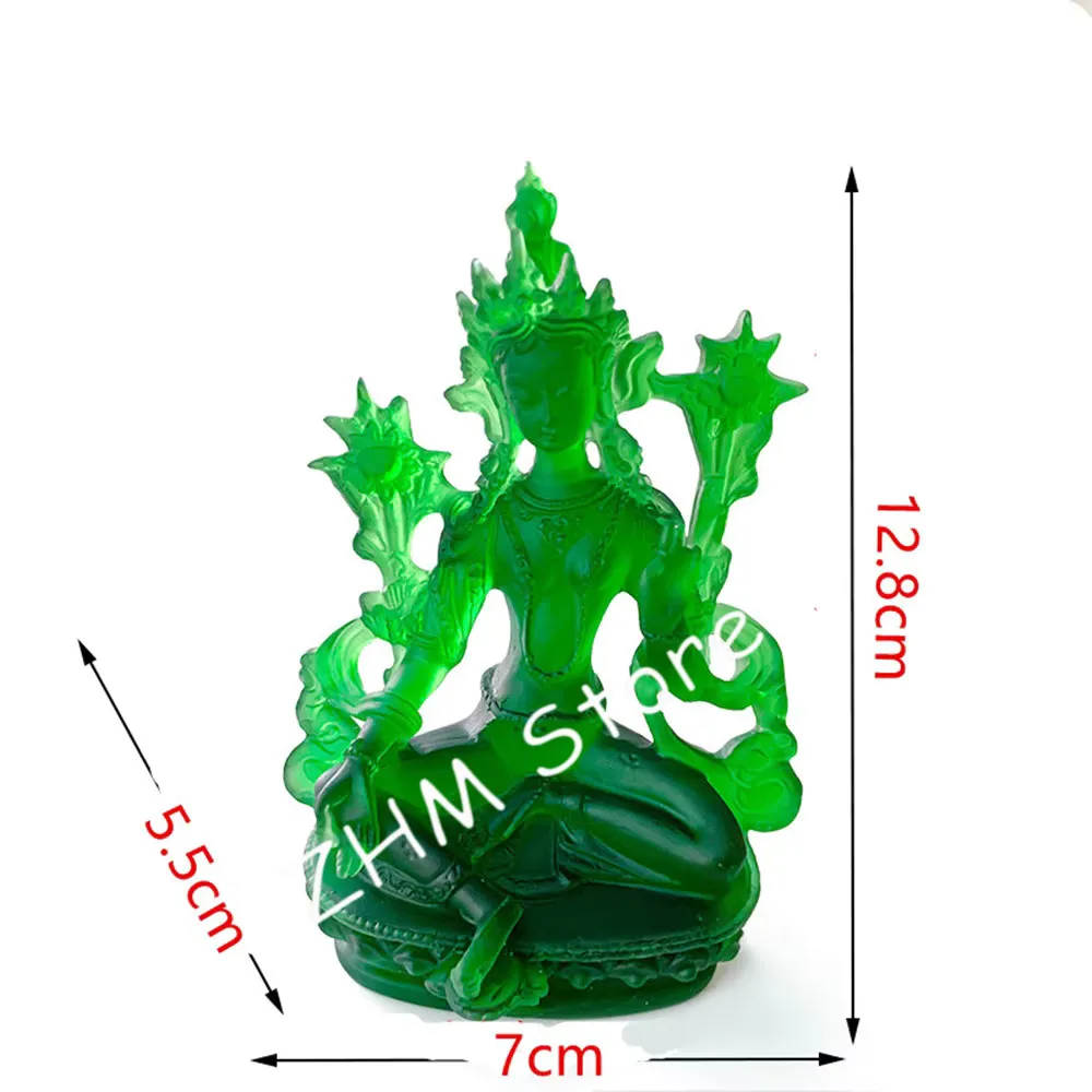 

12.8cm New Small Hand Green Tara Green Resin Pocket Tibetan Buddhist Tranic Suppliers Temple/Home/Office Decorate Statue Cratfs