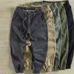 Heavy Cotton Bunched Leg Pants Men's Tide Spring and Autumn Men's Retro Men's Pants Soft Canvas Pants Loose Casual Frock Pants