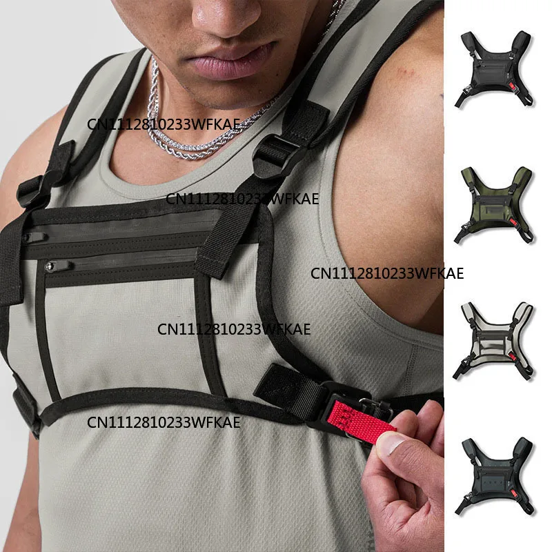 Outdoor tactical chest bag, sports mountaineering bag multi-pocket wear-resistant fitness bag chest equipment vest bag