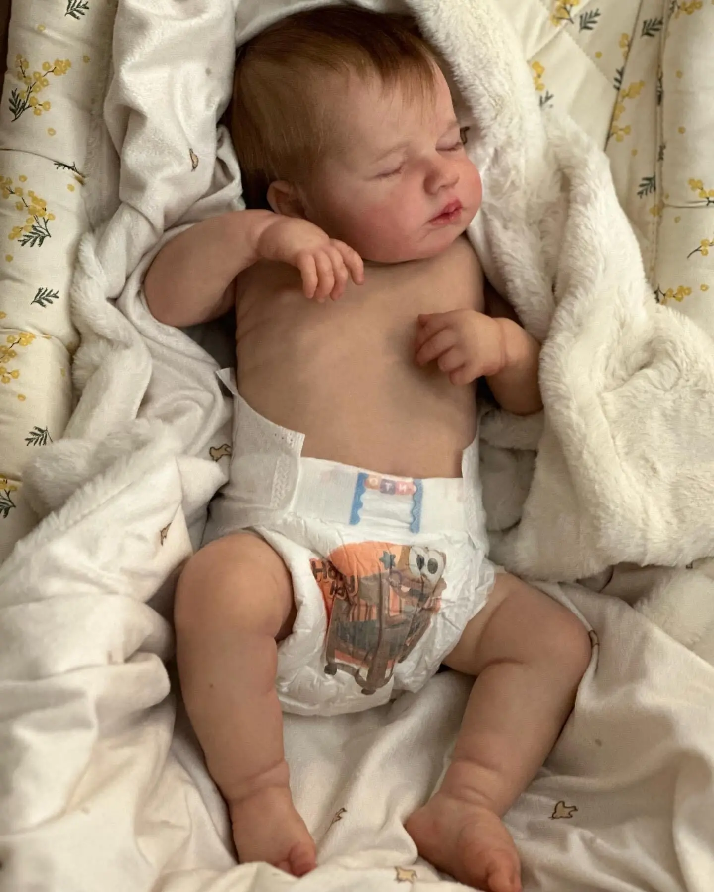 NPK 49CM Realistica Neonato Reborn Baby Doll Asleep Loulou Full Couddly Corpo 3D Pelle Vene visibili Fatta a mano di alta qualità Collectib