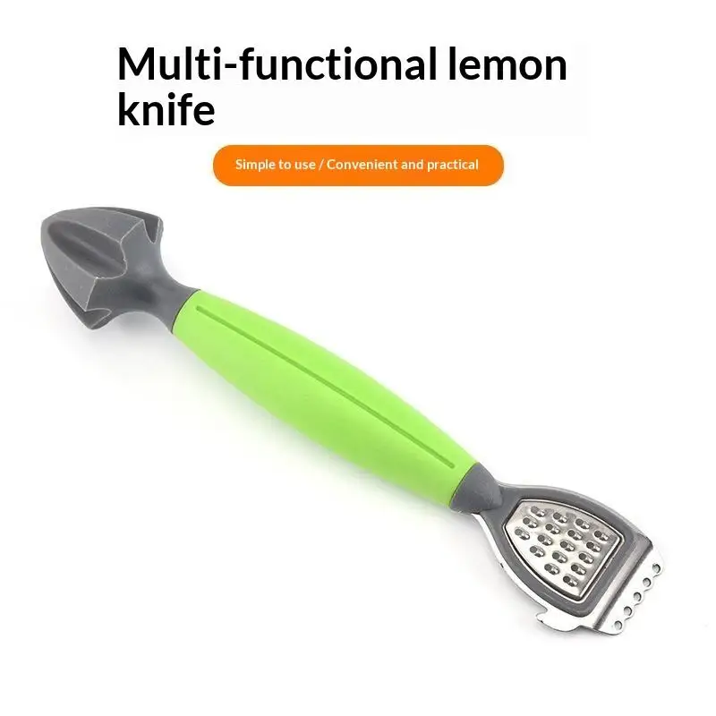 [Multifunctional Lemon Juicer Green Handle Stainless Steel Blade For Citrus Juicing Grating Kitchen Tool]
