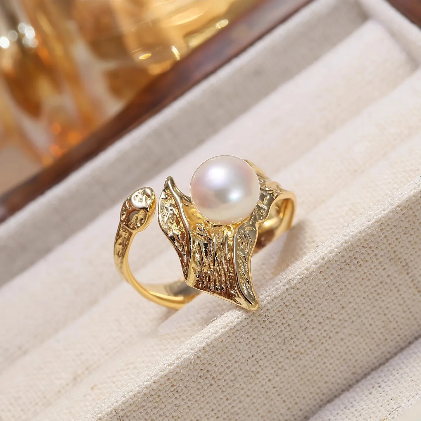 

MeiBaPJ 8 мм кольцо с пресноводным жемчугом и листьями, модное кольцо-держатель, сделай сам, серебро 925 пробы, изысканные свадебные украшения для женщин