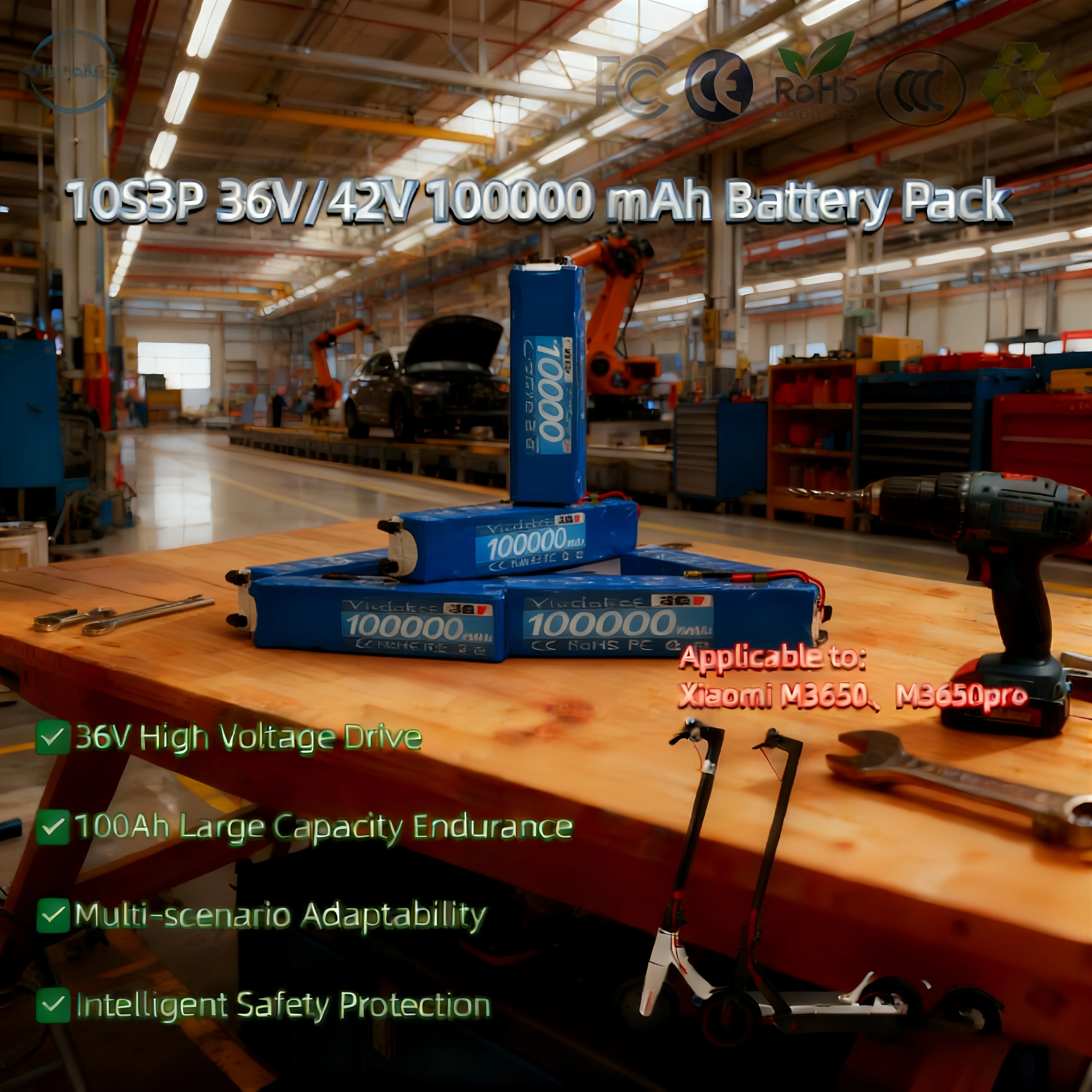 بطارية ليثيوم 100% 10S3P 36 فولت 100 أمبير 🏆 حزمة بطارية ليثيوم 18650 مناسبة لبطارية سكوتر كهربائي Xiaomi M365 + شاحن 42 فولت #1