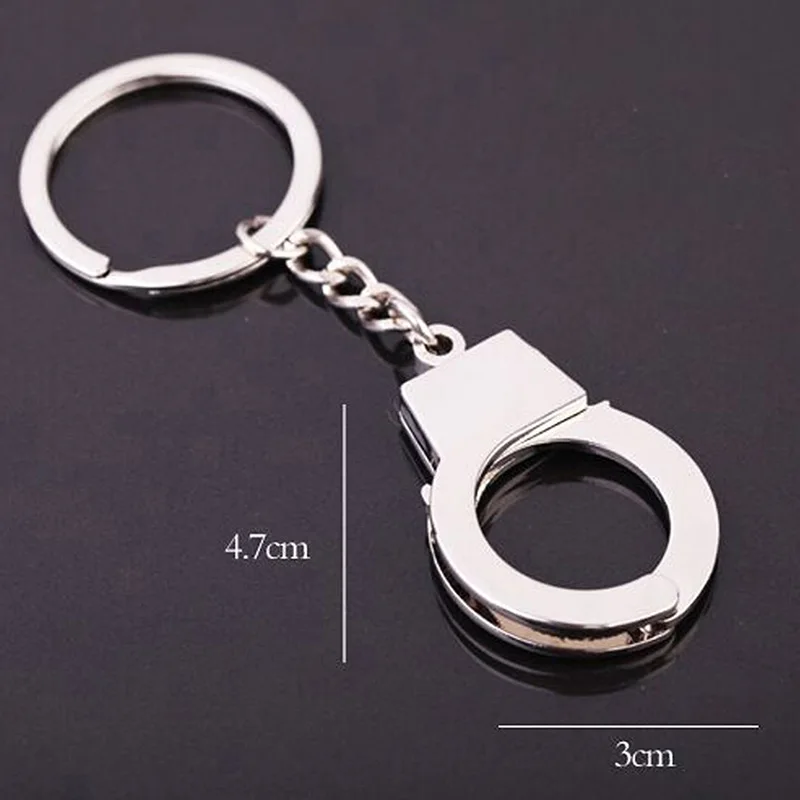 Beautiful Keyring Gadget Lover\'s Gift Double Handcuffs Metal Key Fob Keychain