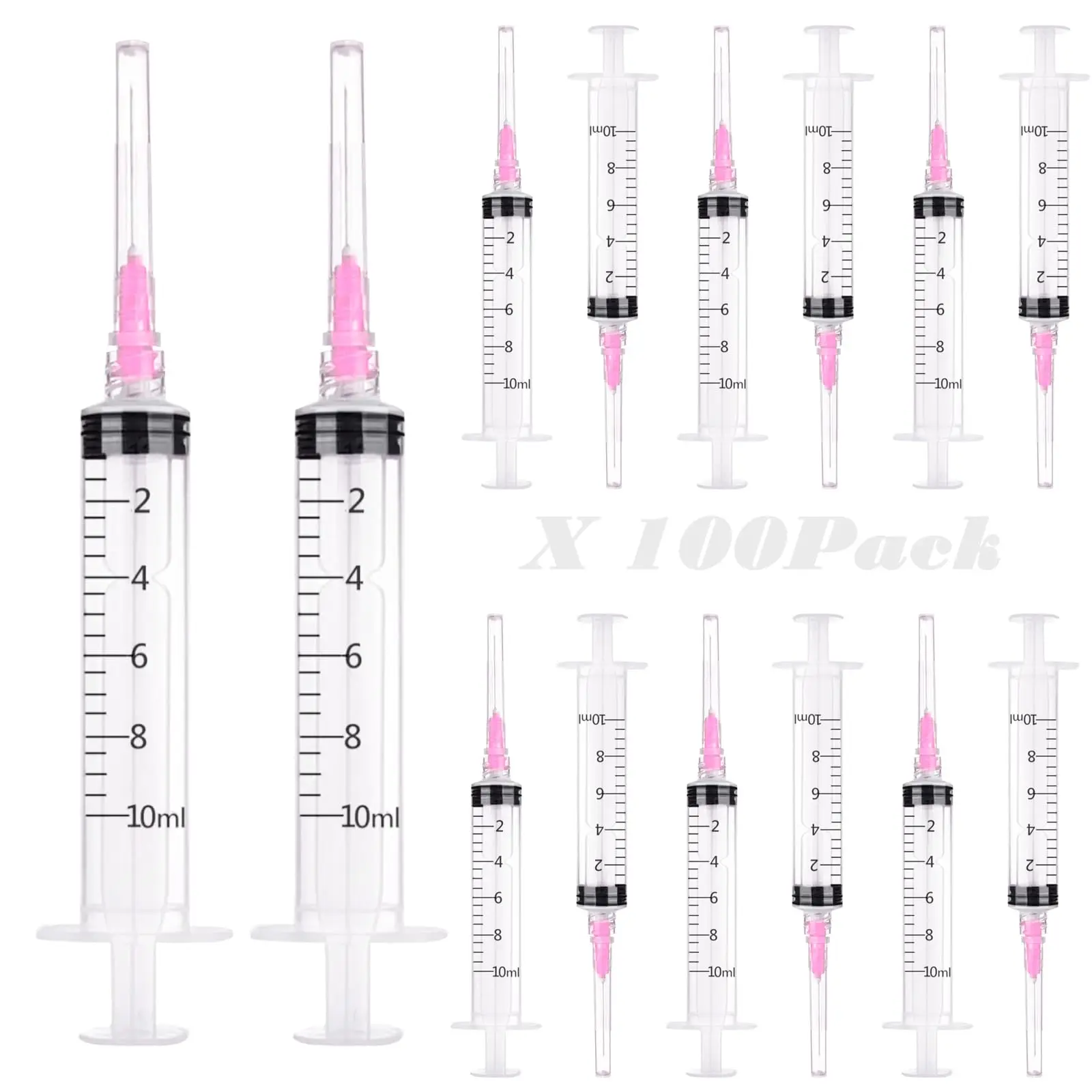 

100Pack Disposable 10ml/cc Lab Syringes with 18Ga 1 Inch Needle Luer Lock, Individually Sealed Packed