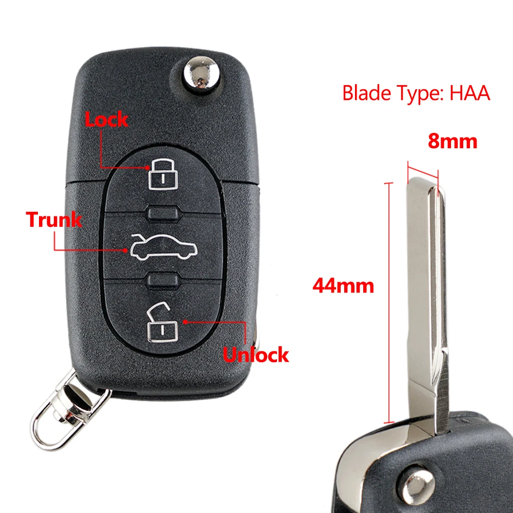 Remote Car Key Shell For Audi A2 A3 A4 A6 A8 TT 1994 1995 1996 1997 1998 1999 2000 2001 2002 Car folding remote flip key shell