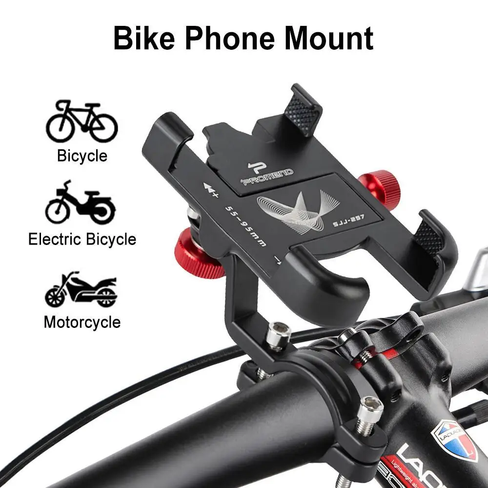 Universal Motorcycle Bike Handlebar Phone Holder Electric Bicycle Metal Aluminum Alloy Handlebar Mount Fixed Frame Non-Slip Clip