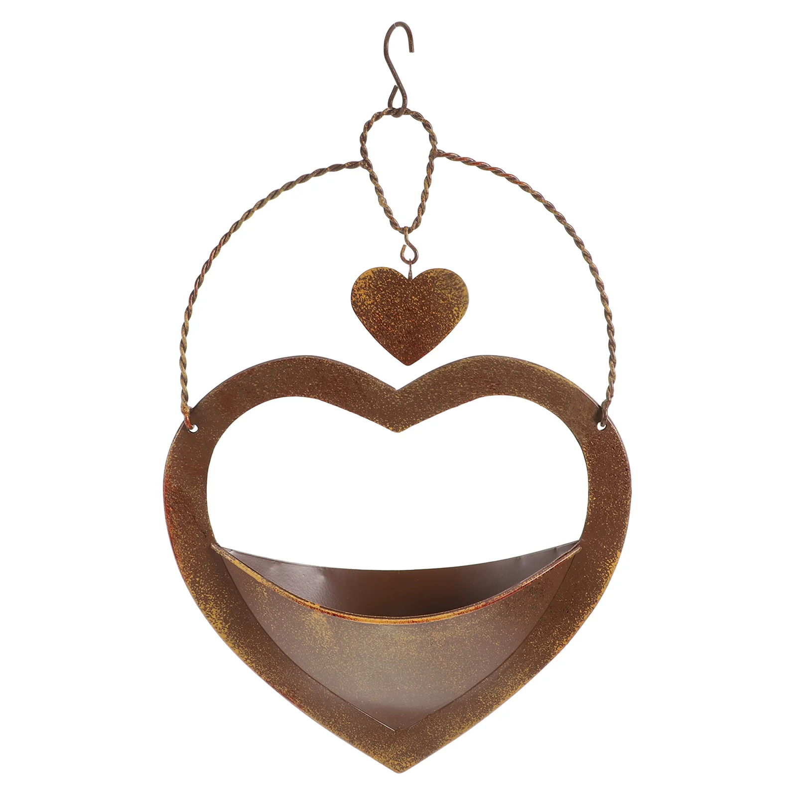 

Metal Hanging Planter Heart Shaped Wall Mount Garden Decor for Indoor Outdoor Plants Rustic Iron Art Flower Container