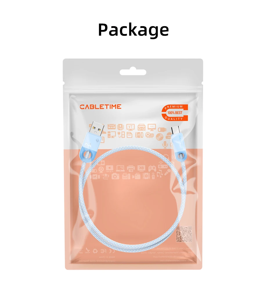 CABLETIME USB A auf USB C Kabel 6A Super Ladung Telefon Kabel Für Huawei Mate 60 Honor 100 W/88 W XIAOMI Schnelle Ladekabel – Detail 14