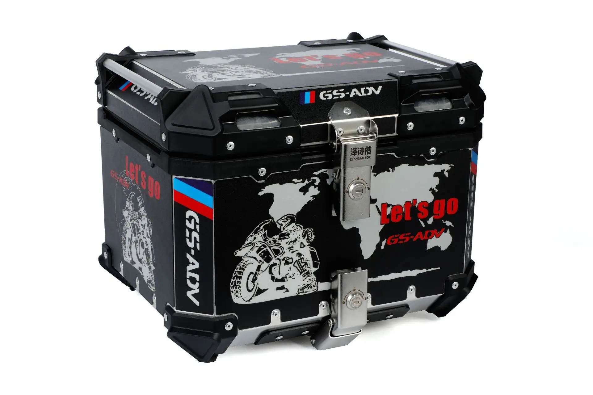 45L Universal Motorcycle Trunk Side Aluminum Top Case Travel Luggage Storage Box Motorcycle Tail Boxes With decals